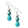 Sterling Silver Green Turquoise/Green Freshwater Cultured Pearl Earrings