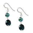 Sterling Silver Blue-Green Freshwater Cultured Pearl Earrings
