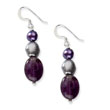 Sterling Silver Amethyst & Purple/Grey Freshwater Cultured Pearl Earrings