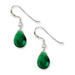 Sterling Silver Dark Green Crystal Dangle Earrings