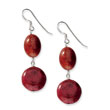Sterling Silver Red Coral Dangle Earrings