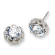 Sterling Silver Round CZ Post Earrings