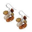 Sterling Silver Amber/Citrine & Copper Freshwater Cultured Pearl Earrings