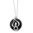 Sterling Silver Onyx And Cubic Zirconia Fear Less 18" Necklace