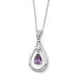 Sterling Silver February Cubic Zirconia Stone Never Forget Tear 18" Birthstone Necklace