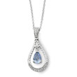 Sterling Silver March Cubic Zirconia Stone Never Forget Tear 18" Birthstone Necklace