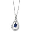 Sterling Silver September Created Sapphire Never Forget Tear 18" Necklace