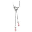Sterling Silver Pink & Clear Cubic Zirconia Through The Heart Of Love 18" Necklace