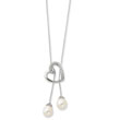 Sterling Silver Cultured Pearl & Cubic Zirconia Two Become One 18" Heart Necklace