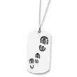 Sterling Silver Antiqued Footsteps 18" Dog Tag Necklace