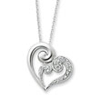 Sterling Silver & Cubic Zirconia A Mothers Journey 18" Heart Necklace