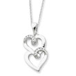 Sterling Silver & Cubic Zirconia To My Sister 18" Heart Necklace