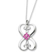 Sterling Silver Synthetic Pink Stone Loyalty 18" Necklace