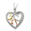 Sterling Silver Rose & Gold-plated The Bond Of Love 18" Heart Necklace