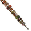 Silver-tone Green/Red/Brown Hamba Wood & Sequin 7.25" Bracelet