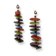 Silver-tone Multicolored Coconut & Acrylic Bead 1.5" Dangle Earrings
