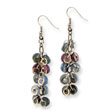 Silver-tone Blue/Purple Hamba Wood & Sequin Aluminum 2.75" Earrings