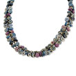 Silver-tone Blue/Purple Hamba Wood & Sequin Aluminum 18" Necklace