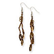 Silver-tone Brown Bead & Sequin 2" Dangle Earrings