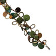 Silver-tone Green Hamba Wood, Bead & Sequined 7.5" Bracelet