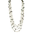 Silver-tone Green Hamba Wood & Brown Bead Layered 32" Necklace