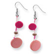 Pink Coconut and Acrylic Bead 2" Dangle Earrings
