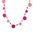 Silver-tone Pink Coconut and Acrylic Bead 16" Necklace