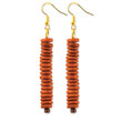 Gold-tone Orange Coconut Bead 2.75" Dangle Earrings