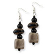 Silver-tone Anipay Seed & Natural Wood 2.75" Dangle Earrings