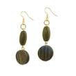 Gold-tone & Green Natural Wood 2.5" Dangle Earrings