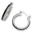 Sterling Silver Black & White CZ Post Hoop Earrings