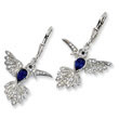 Sterling Silver Synthetic Sapphire Hummingbird Leverback Earrings