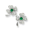 Sterling Silver Simulated Emerald CZ Clover Post Earrings