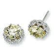 Sterling Silver Round Canary CZ Post Earrings
