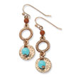 Copper-tone Aqua & Brown Beads Fancy Dangle Earrings
