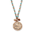 Copper-tone Aqua Beads Peace Pendant 16" With Extension Necklace