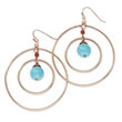 Copper-tone Aqua & Brown Beads Dangle Earrings
