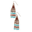 Copper-tone Aqua & Brown Beads Dangle Earrings