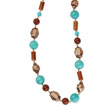 Copper-tone Aqua & Brown Beads 44" Necklace