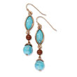 Copper-tone Aqua & Brown Beads Dangle Earrings