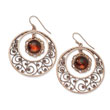 Copper-tone Circle Filigree With Sienna Crystal Dangle Earrings
