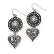 Silver-tone Heart & Sunburst With Clear Crystal Dangle Earrings