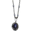 Black-plated Light & Dark Blue Crystal 16" With Extension Necklace
