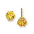 Gold-plated Sterling Silver 6.5mm Yellow CZ Stud Earrings