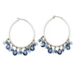 Silver-tone Light & Dark Blue Crystals Hoop Earrings