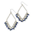 Silver-tone Sodalite & Blue Crystals Diamond Shaped Dangle Earrings