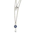 Silver-tone Sodalite & Blue Crystal Key Pendants Necklace