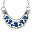 Silver-tone Blue Beads 16" With Extension Necklace