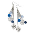 Silver-tone Light & Dark Blue Crystal Dangle Earrings