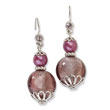 Silver-tone Purple Crystal With Purple Beads Dangle Earrings